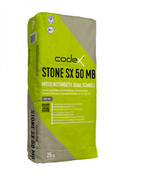 codex Stone SX 50 MB Mittelbettmörtel grau, schnell